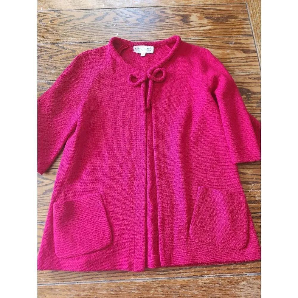 St John red  Santana knit cardigan sz 2